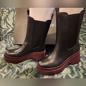 COACH Women's Alexa Leather Heeled Platform Chelsea Boots US 9 UK 7- New